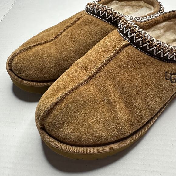 Sz 10 UGG Tasman Slippers Chestnut Brown Suede Shearling Classic Slip-On Cozy - Picture 10 of 10